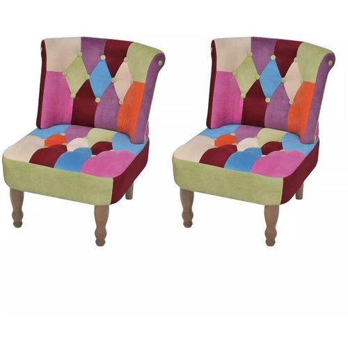 Francuske stolice od tkanine 2 kom patchwork dizajn slika 2