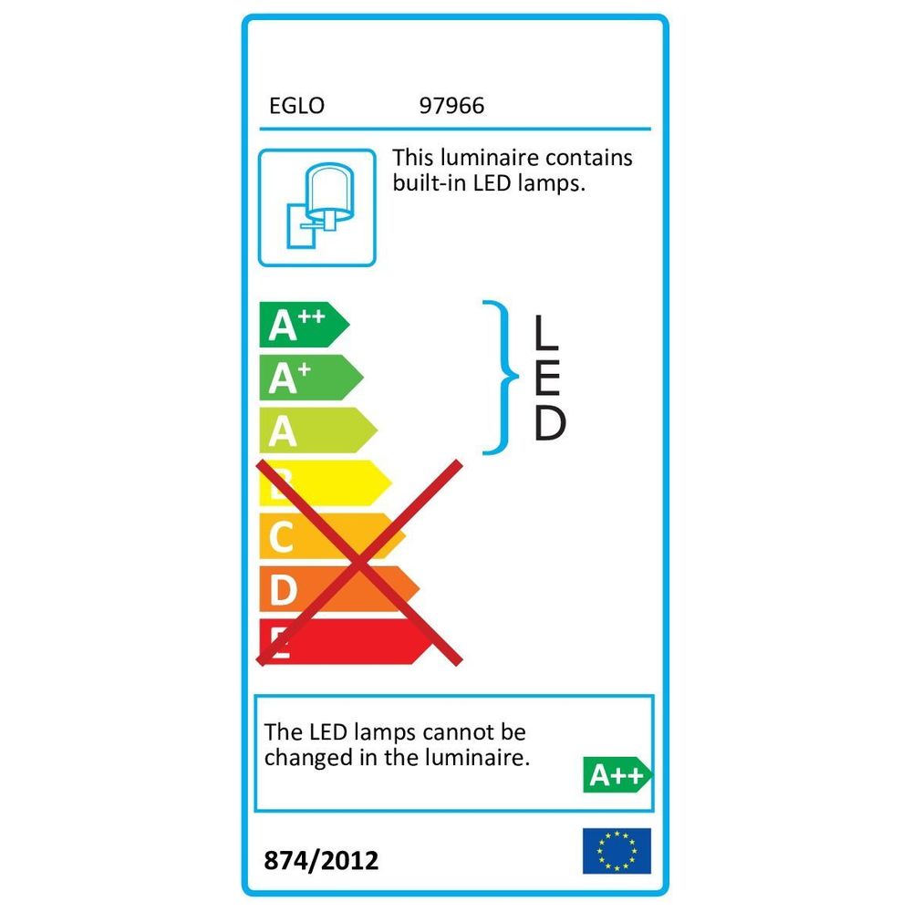 Eglo Palmital LED Stropna/Zidna Lampa - Krom/Prozirna, 10W, 1300lm, IP44 slika 2