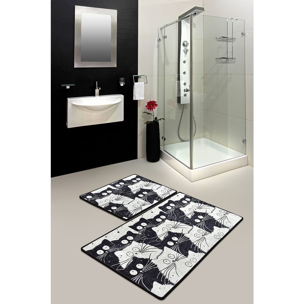 Set Kupatilskih Prostirki White Cats Multicolor (2 Komada) slika 1