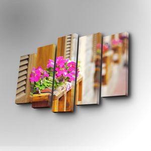 5PUC-055 Multicolor Decorative Canvas Painting (5 Pieces)