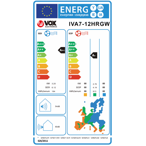 VOX klima uređaj 3,2kW IVA7 - 12HRGW mirror-siva slika 2