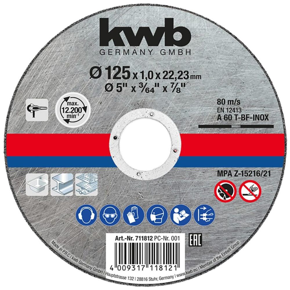 KWB rezna ploča za inox 125 x 1,0 mm slika 1