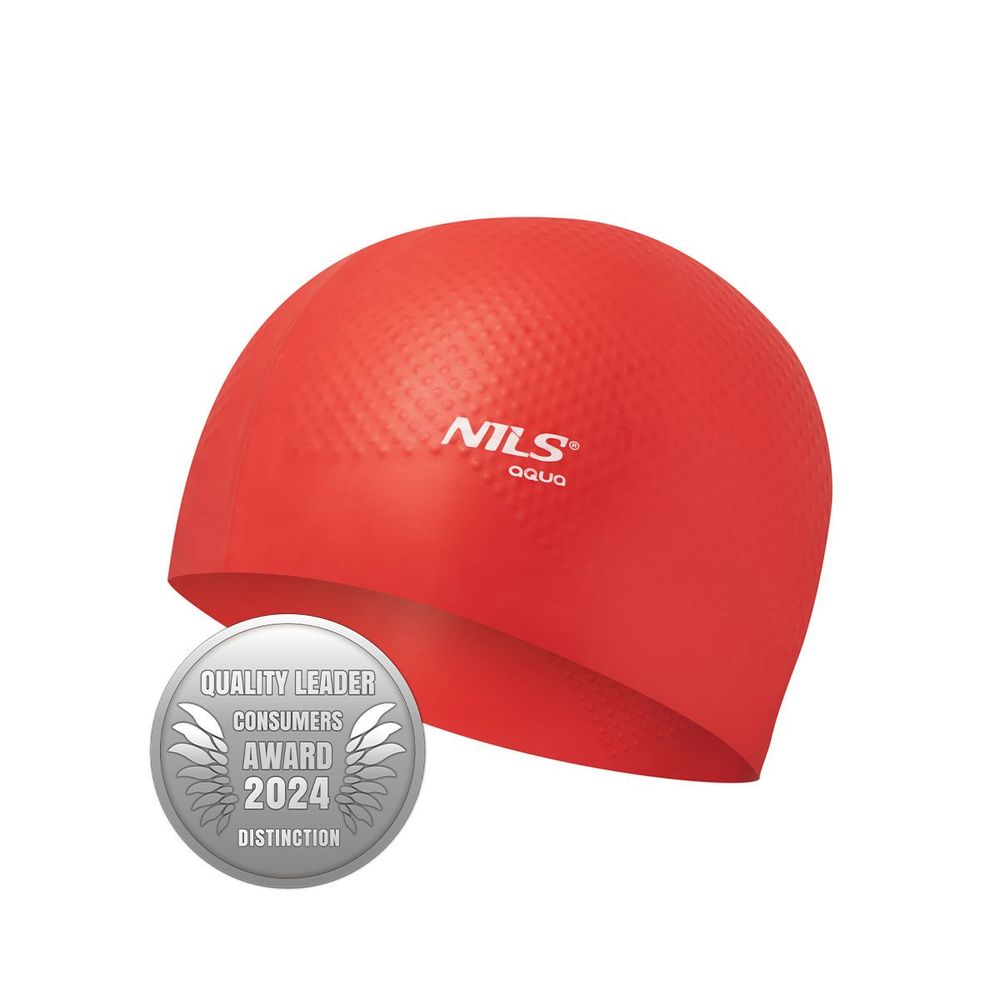 Nqc silikonska kapa za plivanje crvene boje s točkicama nils aqua slika 4