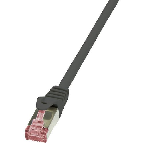 LogiLink CQ2013S RJ45 mrežni kabel, Patch kabel cat 6 S/FTP 0.25 m crna vatrostalan, sa zaštitom za nosić 1 St. slika 2