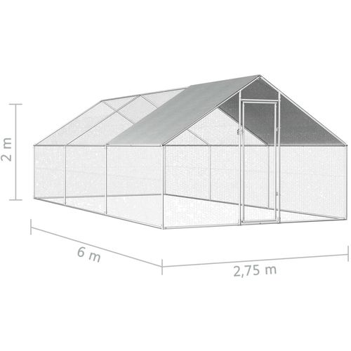 Vanjski kavez za kokoši od pocinčanog čelika 2,75 x 6 x 1,92 m slika 6