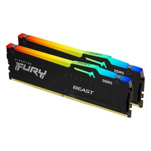 Kingston KF560C40BBAK2-32 DDR5 32GB (2x16GB) 6000MHz [FURY BEAST RGB], Non-ECC UDIMM, CL40 1.35V, 288-Pin 1Rx8, Memory Kit, w/RGB Heatsink