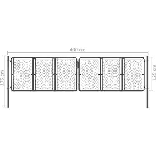 Vrtna vrata čelična 400 x 125 cm antracit slika 23