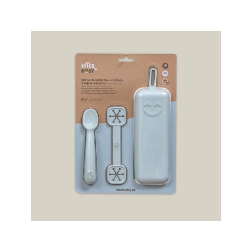 Interbaby set silikonskog pribora za jelo Blue Grey slika 3