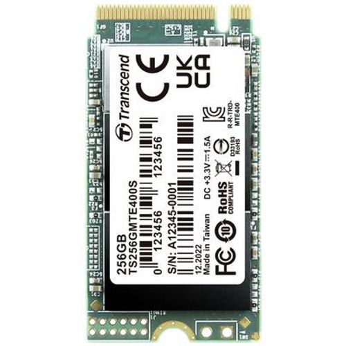 Transcend TS256GMTE400S 256GB, M.2 2242,PCIe Gen3x4, NVMe, 3D TLC, DRAM-less, Single-sided slika 1