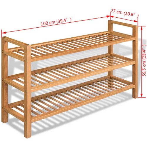 Stalak za obuću s 3 police 100x27x60 cm od masivne hrastovine slika 35