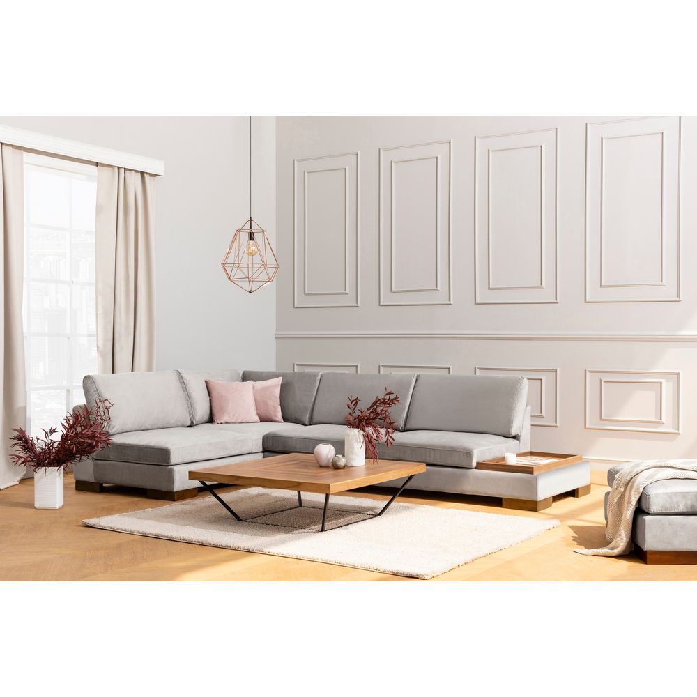 Tulip Kutna Sofa Lijeva Bez Poufa - Svijetlo Siva slika 1