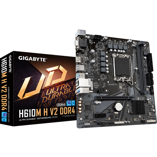 GIGABYTE Mainboard Desktop H610M H V2 DDR4 (LGA1700, 2xDDR4, 1xD-Sub, 1xHDMI, GLAN, 1xPCI Express x16 4.0, 1xPCI Express x16 3.0, 1xM.2, 4xSATAIII, 4xUSB3.2 Gen1, 8xUSB2.0/1.1) mATX slika 1