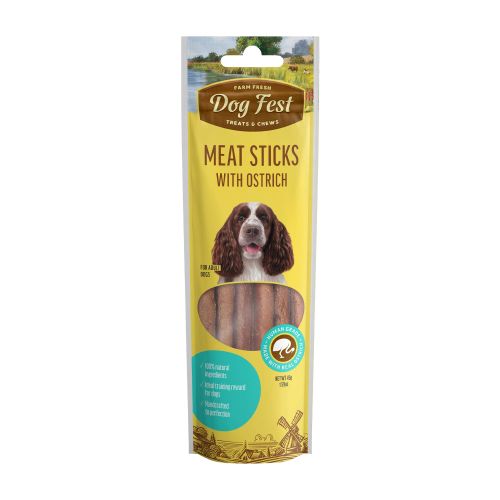 Dog Fest Meat Sticks Ostrich, poslastica za pse, mesni štapići s nojevim mesom, 45 g slika 1