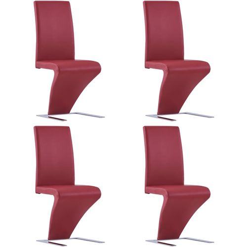 Blagovaonske stolice cik-cak oblika od umjetne kože 4 kom crvene slika 29