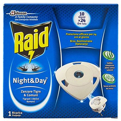 Raid night&day refil - protiv komaraca i tigrastih komaraca pruža mogućnost izbora razine zaštite protiv komaraca za sve veličine prostorija u Vašem domu. 



Podesite osnovnu razinu za manje prostore, srednju razinu za srednju veličinu prostorije i visoku razinu za velike prostorije.