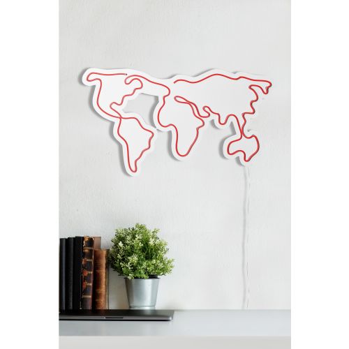 Wallity Ukrasna plastična LED rasvjeta, World Map - Red slika 4