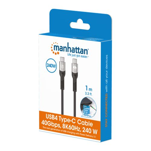 Kabl Manhattan 356374 USB-C M/M 3.1/8K/60Hz/Thunderbolt 4/40Gbps/PD/1m slika 6