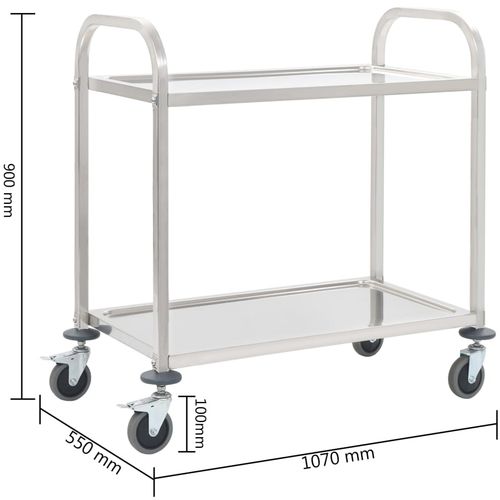 Kuhinjska kolica s 2 razine od nehrđajućeg čelika 96,5x55x90 cm slika 10