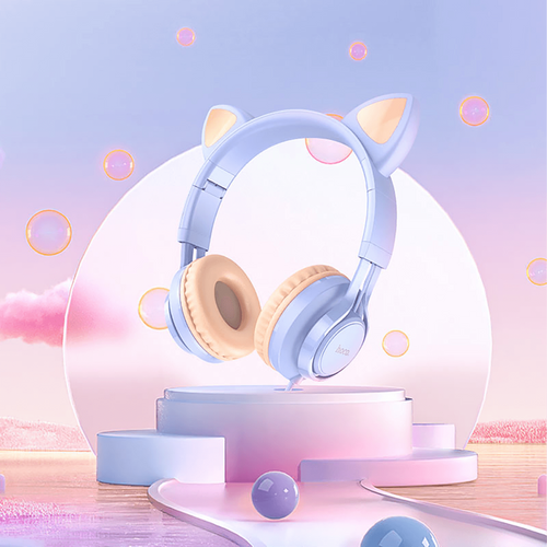 hoco. Slušalice sa mikrofonom, 3.5mm utikač, 1.2m kabel - W36 slušalice Mačje uši,Dream Blue slika 5