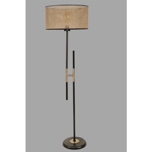 Felix Siyah Lambader Silindir Rattan Abajurlu Wicker Floor Lamp slika 3