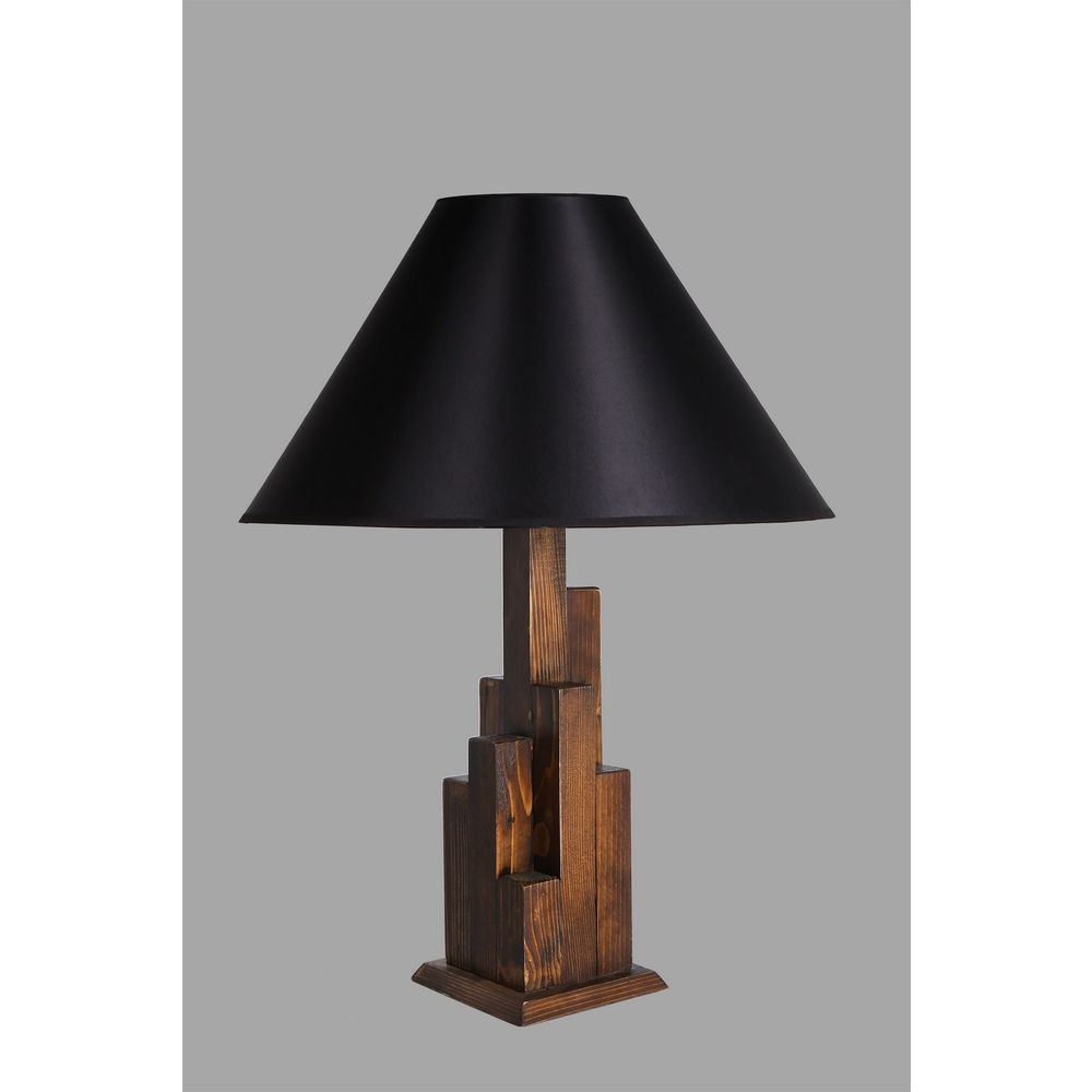 Elegantna Kule Ceviz Ahšap Masa Lampa s Pramit Siyah Abajur slika 3