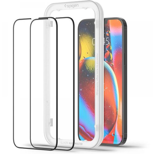 SPIGEN ALM GLASS FC KALJENO STAKLO 2-KOM PAKET ZA iPHONE 13 PRO MAX CRNO slika 2