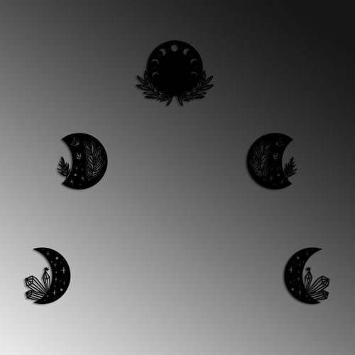 The Phases Of The Moon Black Decorative Metal Wall Accessory slika 4