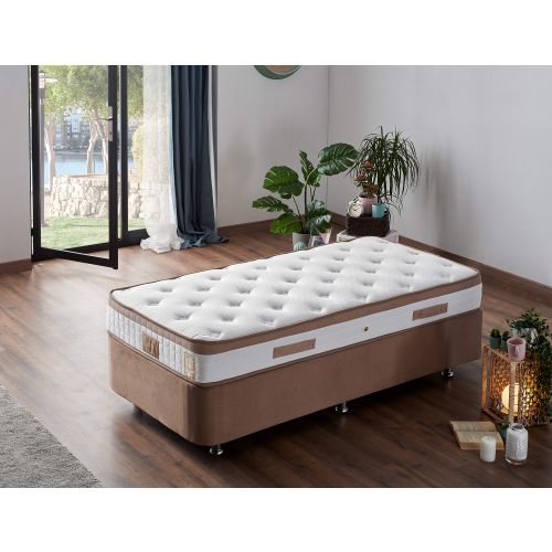 Woody Fashion Madrac, Bijela boja Smeđa, Latte 90x190 cm Single Size Firm Mattress slika 3