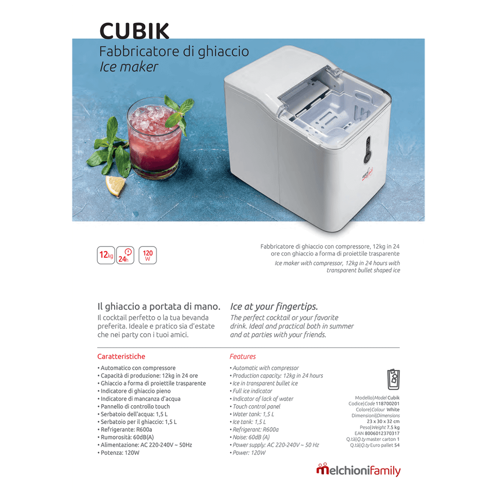 MELCHIONI family Aparat za led - Ledomat,  1.5 lit, 12kg/24 h, R600a - Cubik slika 2