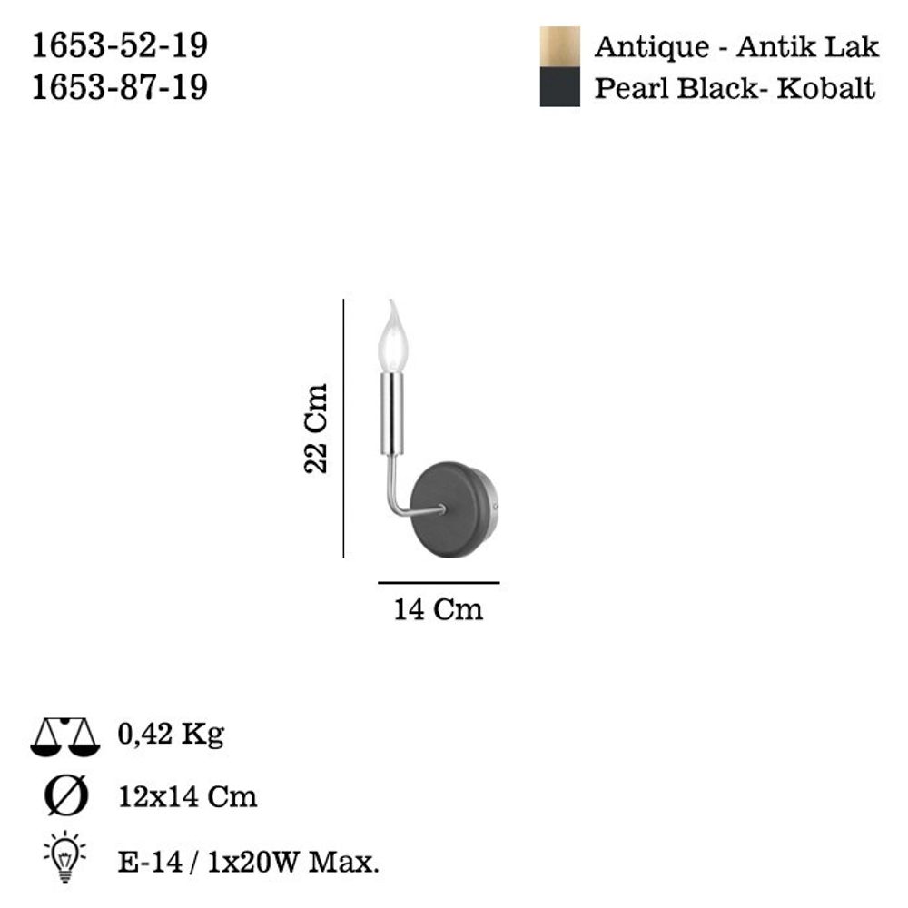 Zidna Lampa Goose - 52-19, boje: Antikni Lak slika 3