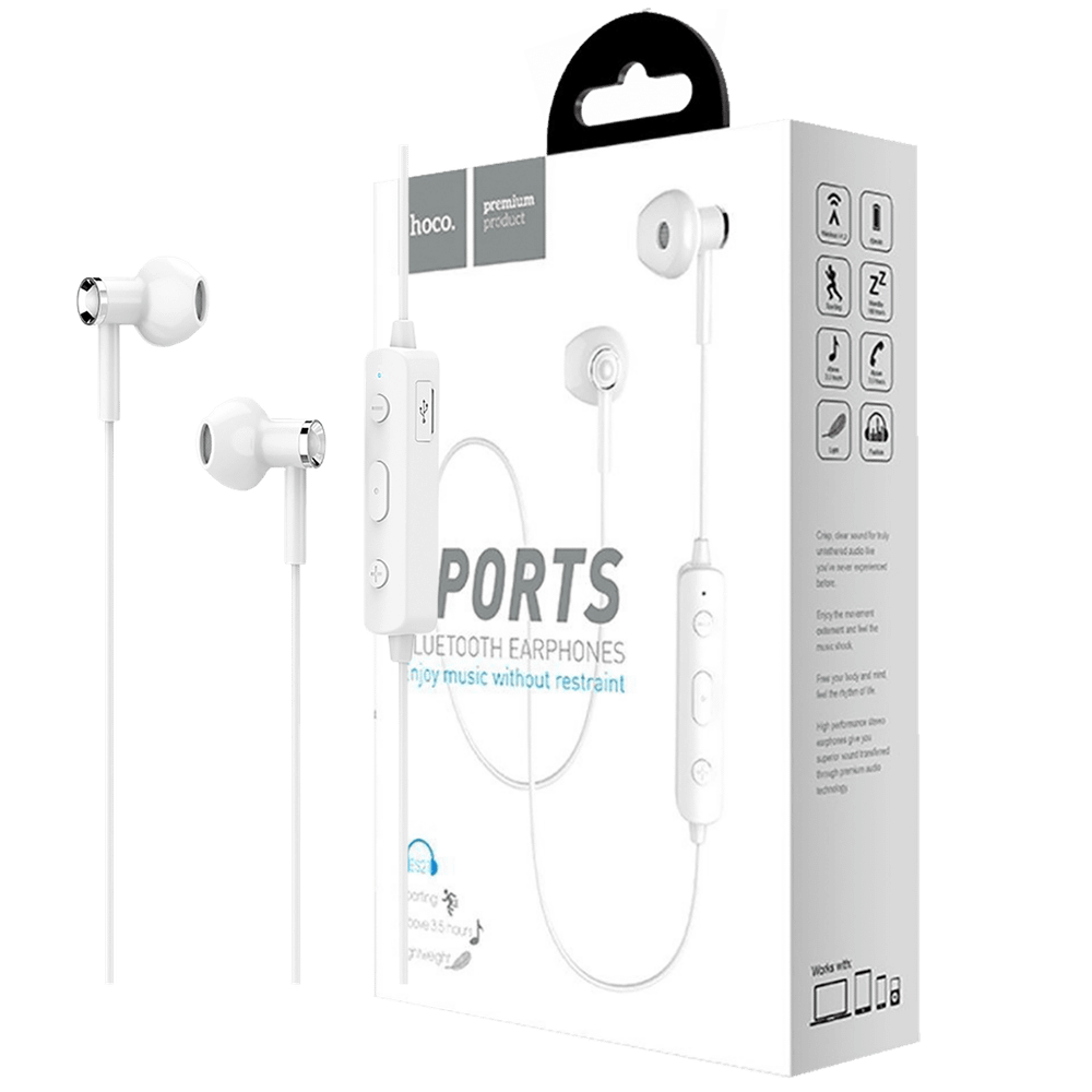 hoco. Slušalice bežična, sport, Bluetooth, 80 mAh, 3.5 h, bijela - ES21 Wonderful sports White slika 1