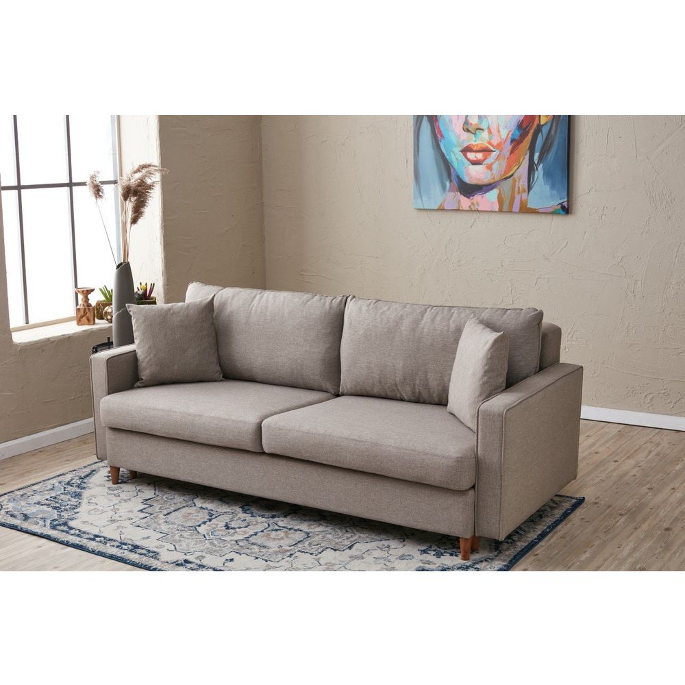 Eva - Krem Sofa na Razvlačenje za 3 Osobe slika 2