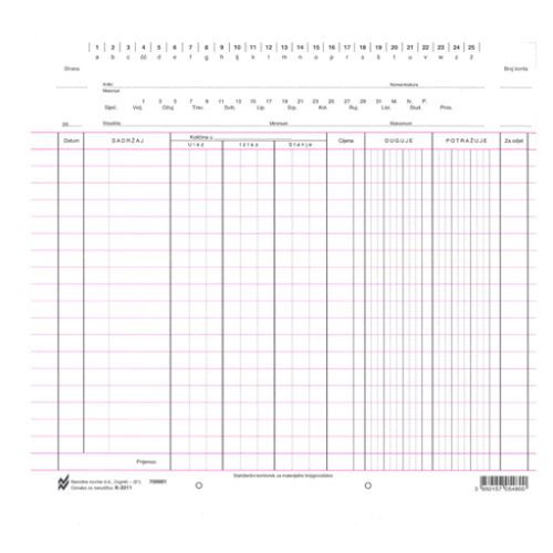 K-3311 KARTICA MATERIJALNOG KNJIGOVODSTVA; Komad, 24 x 22 cm slika 1