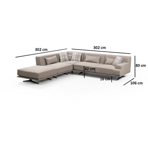 Bentley Corner (PUF-O1-C-3R) Bež Ugaona Sofa slika 12