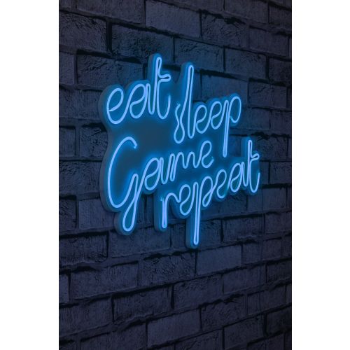 Wallity Zidna dekoracije svijetleća EAT, eat sleep game repeat - Blue slika 6