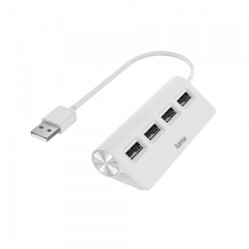 USB HUB Hama 4 porta, USB A 2.0, beli slika 1