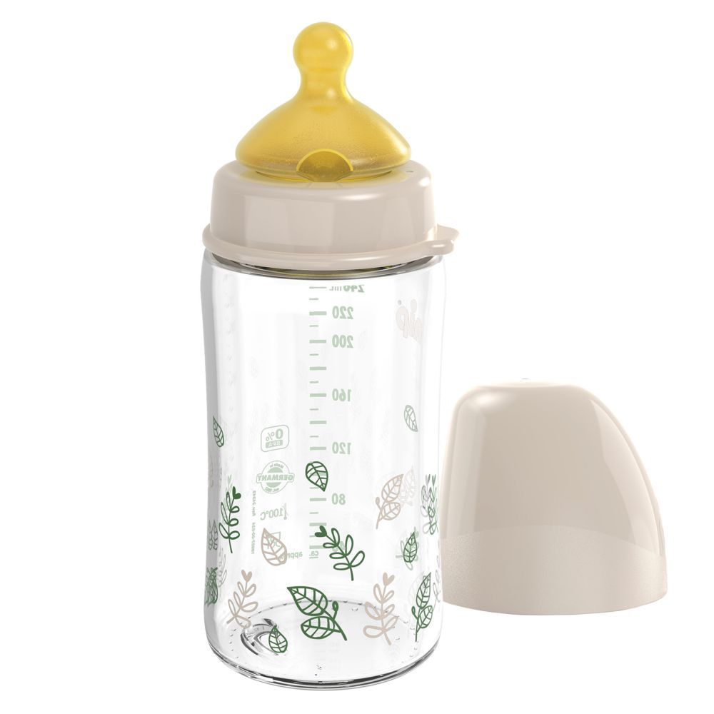 nip® Staklena flašica širokog grla Cherry Green 240ml 0m+, Beige slika 1
