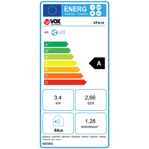 Vox VPA 14 Prenosni klima uređaj, 12000 BTU slika 6