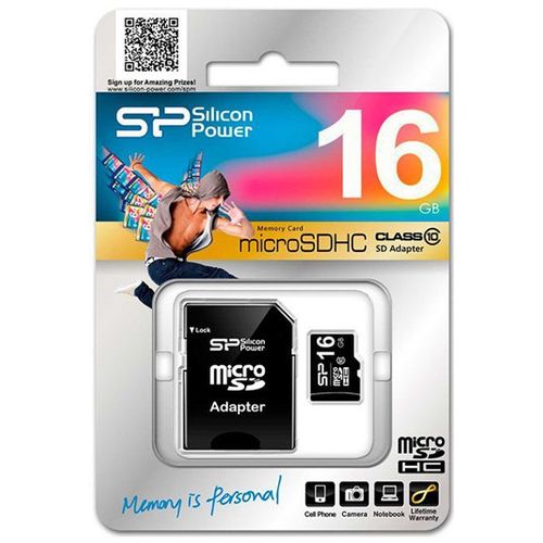 Micro SD Silicon Power 16GB SP016GBSTH010V10SP slika 1