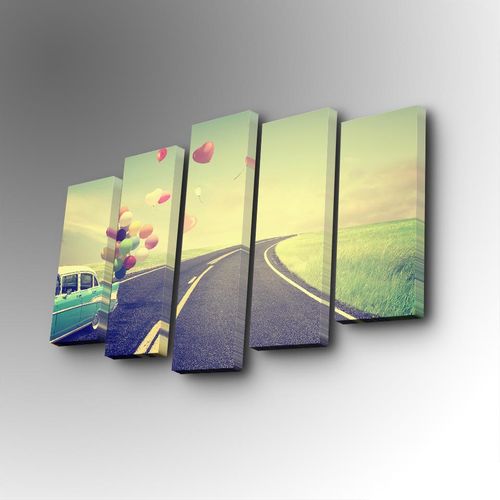 5PUC-126 Multicolor Decorative Canvas Painting (5 Pieces) slika 1