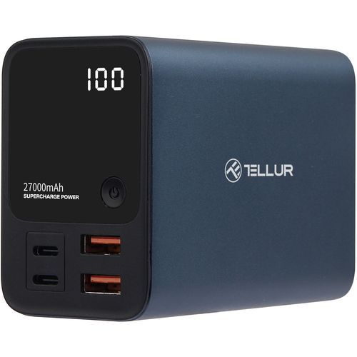 TELLUR POWER BANK PD903 Ultra Pro 10000mAh, 2xQC3.0 22.5W + 2xPD100W, LCD display, PLAVI slika 1