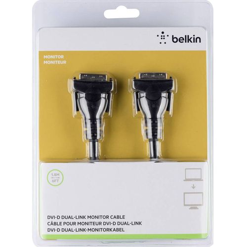 Belkin DVI priključni kabel DVI-D 24+1-polni utikač, DVI-D 24+1-polni utikač 1.80 m crna F2E4141BT1.8MDD mogućnost vijčanog spajanja, pozlaćeni kontakti DVI kabel slika 1