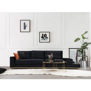 Atelier Del Sofa Četverosjed, LINE s integriranim stolićem, crni, Line With Side Table - Black