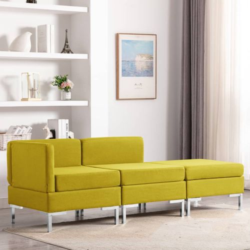 3-dijelni set sofa od tkanine žuti slika 16
