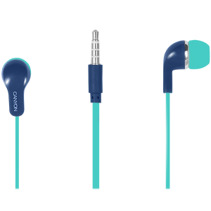 CANYON EPM-02 Stereo Earphones with inline microphone, Green+Blue, cable length 1.2m, 20*15*10mm, 0.013kg