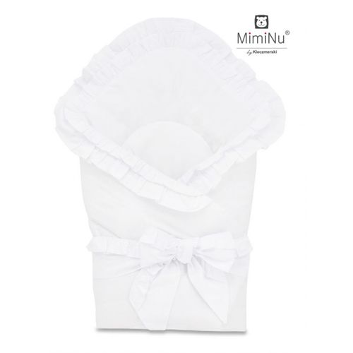 MimiNu jastuk dekica za novorođenče s mašnom + dvostruki volan-  Bijeli slika 2