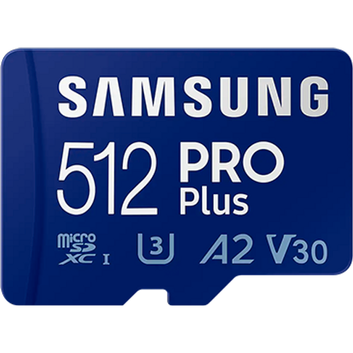 Samsung MB-MD512KA/EU MicroSD 512GB, PRO Plus, SDXC, UHS-I U3 V30 A2, Read up to 160MB/s, Write up to 120 MB/s, for 4K and FullHD video recording, w/SD adapter slika 1