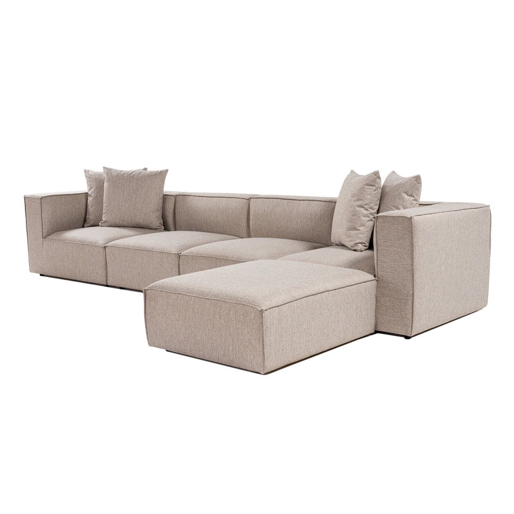 Ugaona Sofa Sora (L1-O1-O1-1R-POUFFE) - Pješčano Bež Boja slika 6