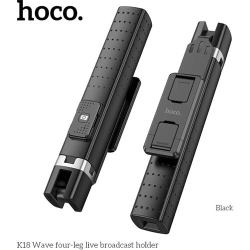 Hoco - Selfie Stick Wave (K18) s bežičnim Bluetooth daljinskim upravljačem i 4 noge- 97 cm - crni slika 4