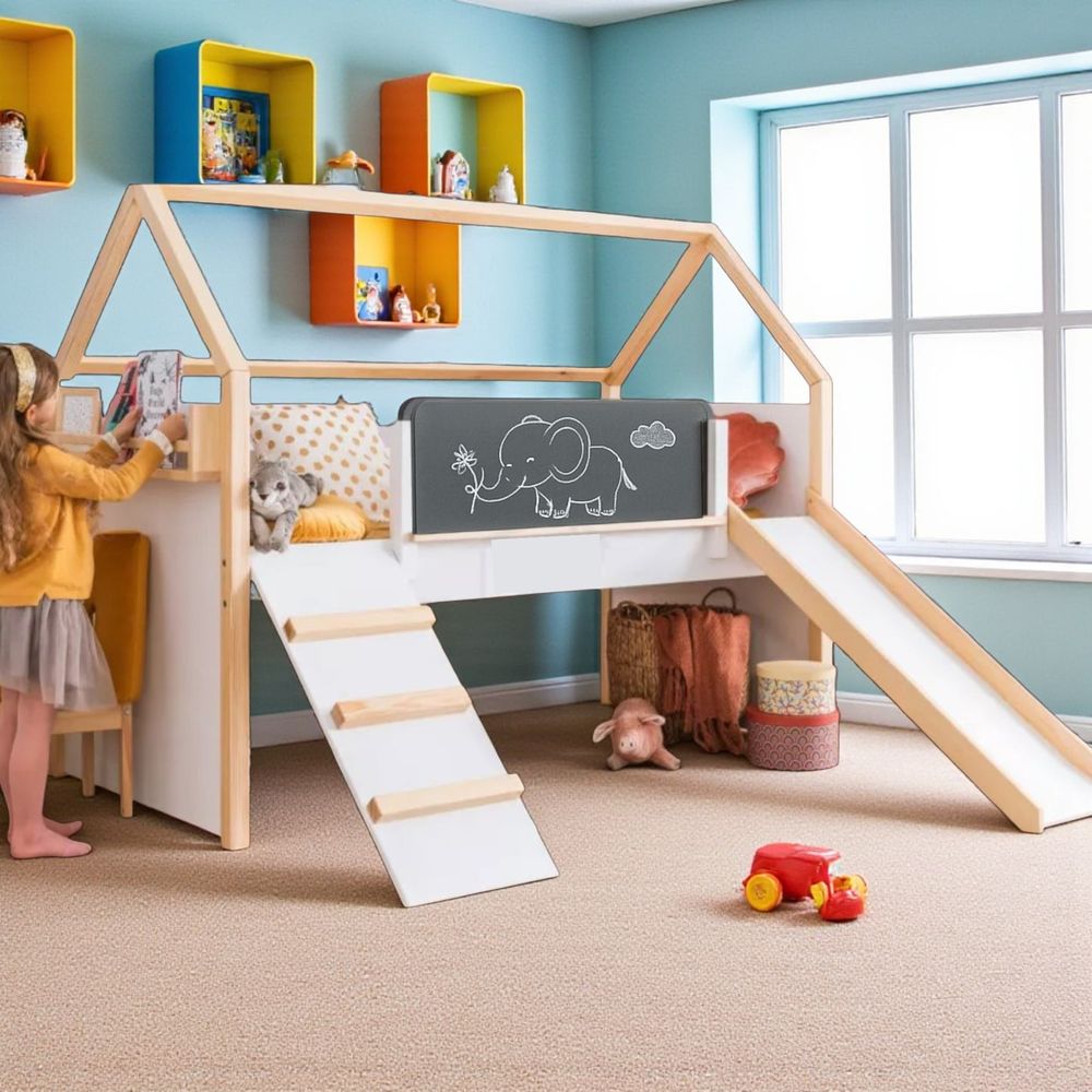 Kinder Home Drveni dječiji krevet kućica Montessori, 90x200cm slika 6